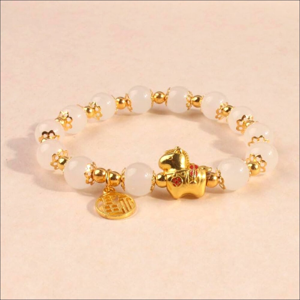 Year of Horse Stretch Bracelet Crystal Pendant Lucky Amulet Unisex Jewelry
